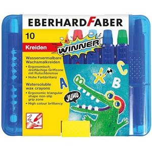 Eberhard Faber 521110 - Waskrijt Winner, waterbestendig, 10 waskrijtjes in een praktische kunststof doos