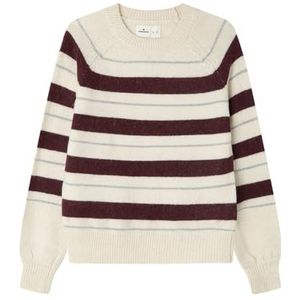 Springfield Gestreepte Lurex Trui, Wine, XS voor dames