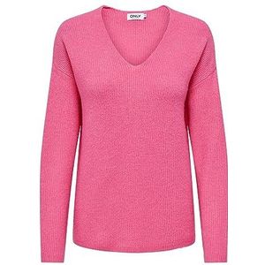 ONLY Gebreide trui voor dames met V-hals, azalea roze, L