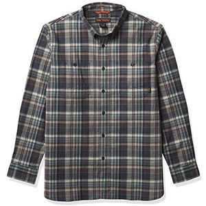 Walls Mannen Longhorn Lange mouw Midweight Stretch Flanel Shirt Werk Utility Knop, Beton/Blauwe Nachten Plaid, XXL