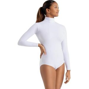 Capezio Dames turtleneck lange mouw leotard, Wit, XL