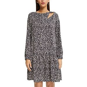 ESPRIT Mini-jurk met patroon en cut-out, antraciet, 36