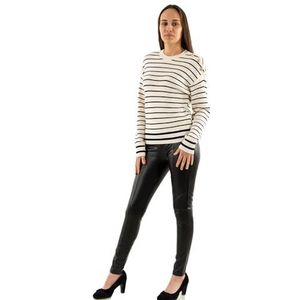 Morgan Gestreepte trui met lange mouwen, ivoor/marineblauw, XS