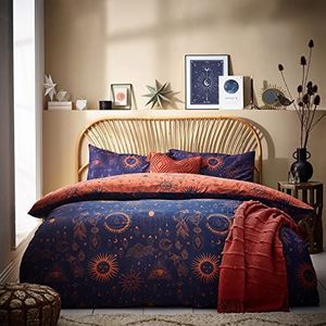 furn. Constellation tweepersoons dekbedovertrekset, katoen, polyester, brons/marineblauw, CONSTEL/D02/BNV