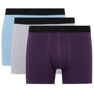 DeFacto Gebreide boxershorts voor heren, zacht en ademend, verpakking voor mannen, lila, L