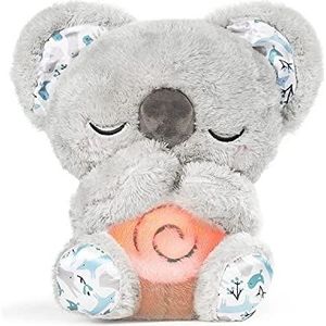 Auby Babyfopspeen Koala, kalmeert 'n' knuffelkoala pluche speelgoed met 10 slaapliedjes - baby knuffeldier wiegspeelgoed, witte ruis geluidsmachine en licht, pasgeboren baby cadeau speelgoed voor 0 3,