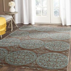 Safavieh Modieus tapijt, VAL214, geweven polyester, 152 x 243 cm, bruin/Alpenblauw