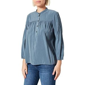 ESPRIT Shiny Henley-blouse met LENZING™ ECOVERO™, 420/Grey Blue, 32