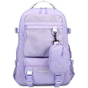 FANDARE Uniseks rugzak vrije tijd schooltassen meisjes jongens rugzak schooltas met etui casual dagrugzakken voor feest outdoor reizen campus casual waterdicht polyester, paars, L, Paars., L,