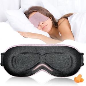 Grsta Slaapmasker voor zijslapers, 3D totaal licht blokkerend oogmasker, comfortabele slaapbril, verstelbare elastische band, met diepe oogkassen en verhoogde neuspads, slaapmaskers voor reizen, roze