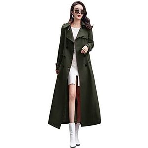 ebossy Women's Double Breasted Duster Trench Coat Slim Full Length Maxi Long Overcoat (XX-Large, Army Green)