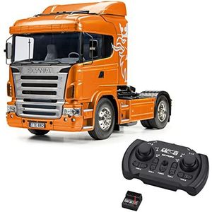 Tamiya 56338 1:14 RC Scania R470 Orange - vrachtwagenbundel inclusief afstandsbediening (KO 8 kanaals MC-8 MX-F TR set 2.4G), RC truck, truck met afstandsbediening, modelbouw, kit, truck, model