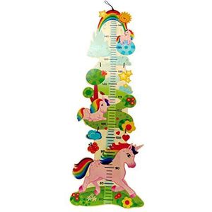 Hess-Spielzeug Houten speelgoed 14631 - meetlat van hout voor kinderen, serie eenhoorn, handgemaakt, inklapbaar, geschikt voor een lichaamslengte van ca. 80 tot 150 cm