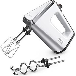 KRUPS GN9101 3 Mix 9000 handmixer, 750 watt, krachtig, snelheidsregelaar, turbomodus pulsfunctie, ergonomische handgreep, lange kabel, incl. garde en kneedhaak, wit/zilver