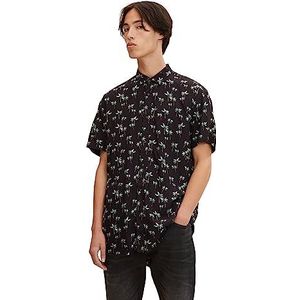 TOM TAILOR Denim Uomini Relaxed fit shirt met korte mouwen 1032152, 29735 - Grey Real Palm Print, S