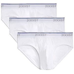 2(X) IST Men's Cotton Stretch No Show Brief 3-Pack, White/White/White, Large
