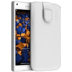 mumbi Echt leren hoesje compatibel met Sony Xperia Z5 Compact hoes leer tas case wallet, wit