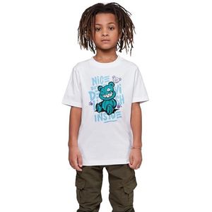 Mister Tee Kinderen T-shirt Kids Nice But Devilish Tee, print T-shirt voor jongens, katoen, maten 110/116-158/164, wit, 146