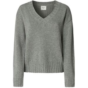Pepe Jeans Dames Cherice V-hals Knitwear, Grijs (Marl Grijs), XL, Grijs (Marl Grijs), XL