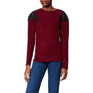 Naf Naf Patchy Ml T-shirts voor dames, Bordeaux Chine, XS