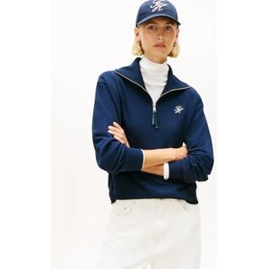Tommy Hilfiger Dames TH SCRIPT HALF ZIP TERRY SWTSHRT WW0WW49470 Half Zip Sweatshirt, BLAUW (Dark Night Navy), S, Blauw (Donker Nacht Marine), S