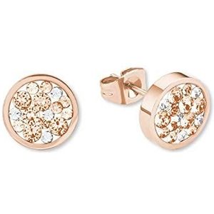 s.Oliver Oorstekers Roestvrijstalen Damesoorsieraden, Met Kristal, 1 cm, Rosékleur, Wordt Geleverd In Geschenkverpakking, 2020330