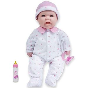 JC TOYS - La babypop 40 cm met zacht en wasbaar lichaam, magische fles en fopspeen roze, ontworpen in Spanje, 12 maanden