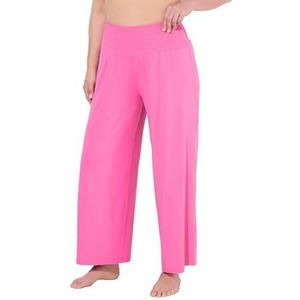 Ulla Popken dames, brede pijpen, brede elastische tailleband, marlenebroek, roze, 56W / 32L