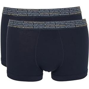 EMPORIO ARMANI Heren Allover Logo Elastische 2-Pack Trunk, Blauw, S, Blauw, S