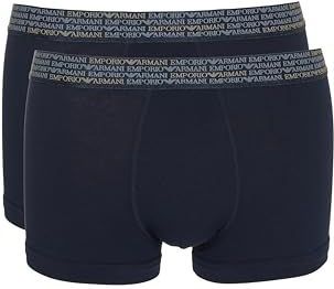 EMPORIO ARMANI Heren Allover Logo Elastische 2-Pack Trunk, Blauw, S, Blauw, S