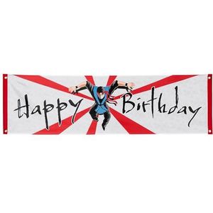 Boland 50422 - Happy Birthday Banner Ninja gemaakt van polyester, decoratie, themafeest, hangende decoratie, kinderverjaardag