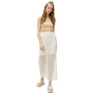 Koton Midi-rok voor dames met mesh-splitten, ecru(010), L