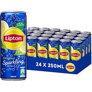 Lipton Original Ice Tea Sparkling, een heerlijk verfrissende en bruisende ijsthee - 24 x 250 ml - Voordeelverpakking