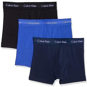 Calvin Klein 3P Trunk heren Onderbroek,Blauw (Black/Blueshadow/Cobaltwater Dtm Wb 4ku),S