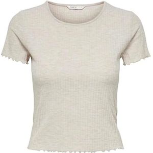 ONLY dames T-Shirt Onlemma S/S Short Top Noos Jrs,Pumice Stone/Detail: melange,S
