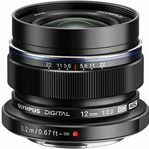 Olympus M.Zuiko Digital ED 12mm F2.0 objectief, snelle vaste brandpuntsafstand, geschikt voor alle MFT-camera's (OM-D & PEN modellen, Panasonic G-serie), zwart