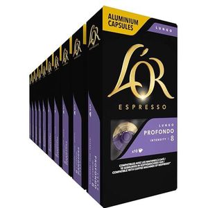 L'OR Espresso Koffiecups Lungo Profondo (100 Lungo Koffie Capsules - Geschikt voor Nespresso Koffiemachines - Intensiteit 08/12 - 100% Arabica Koffie) - 10 x 10 Cups