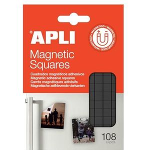 APLI 19818-108 Zelfklevende en voorgesneden magnetische vierkanten 10 x 10 mm met 1,5 mm dikte voor het ophangen van kleine voorwerpen of foto's