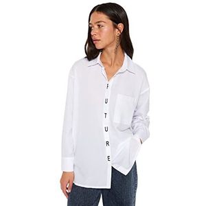 Trendyol Dames Regular fit Basic Shirt Kraag Geweven Shirt,Ecru,36, Ecru, 62