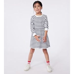 Petit Bateau Jurk met lange mouwen voor meisjes, Wit/Blauw, 4 jaar
