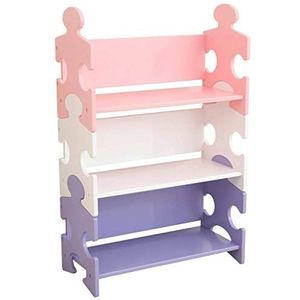 KidKraft 14415 Houten Puzzle Piece-boekenkast met drie planken - pastelkleurig