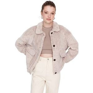 Trendyol Dames oversized standaard effen geweven stof winterjas jas, mink kleur, L dames, Mink Color, L