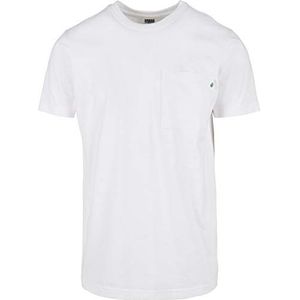 Urban Classics Heren T-shirt van biologisch katoen Organic Cotton Basic Pocket Tee, bovendeel voor mannen met borstzak in zwart of wit, maten S - 5XL, wit, M