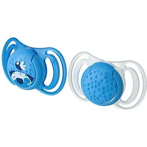 Neobaby Lichte fopspeen met anatomisch dak van siliconen mini 0 maanden + 2 stuks, blauw