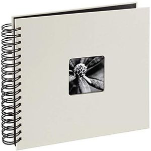 Hama Fotoalbum 28 x 24 cm (spiraalalbum met 50 zwarte pagina's, fotoboek met pergamijn scheidingsbladen, album om in te plakken en zelf vorm te geven) krijt