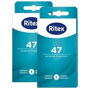 Ritex 47 condooms, klein condoom, veilig gevoel door een stevigere pasvorm, 16 stuks, Made in Germany