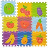 Relaxdays puzzelmat fruit, 9-delige speelmat, zonder schadelijke stoffen, EVA-schuim, kinderkamer, 86 x 86 cm, kleurrijk