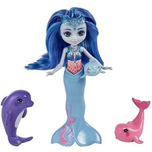Enchantimals Familie Speelgoedset, Dorinda de dolfijn (pop van 15 cm) met 3 dolfijnfiguren, geweldig cadeau voor kinderen van 3 tot 8 jaar, HCF72