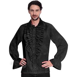 amscan 9907018 Volwassen Heren Satijn Zwart Disco Shirt Maat Standaard, Medium