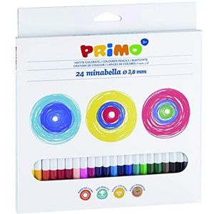 Morocolor PRIMO kleurpotloden Minabella, 24 kleurpotloden zeshoekig gelakt, kleurpotloden voor kinderen, hoge kwaliteit, diameter 3,8 mm, kleurpotloden in kartonnen doos, Made in Italy